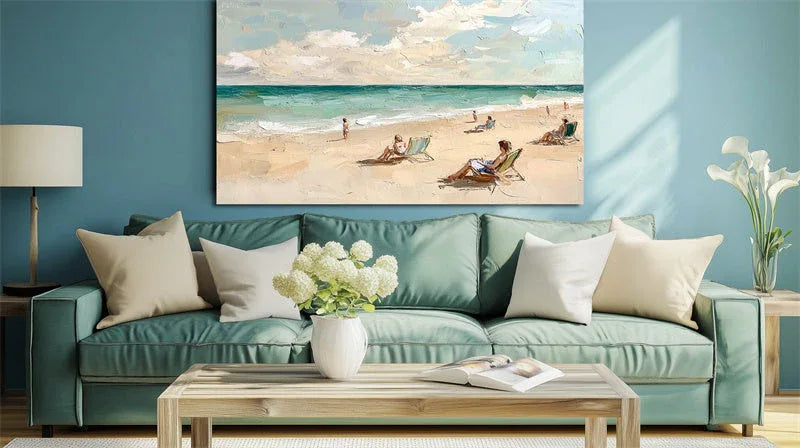 Coastal Reverie-Texture Wall Art of Hand Drawn Minimalist Seaside Vacation