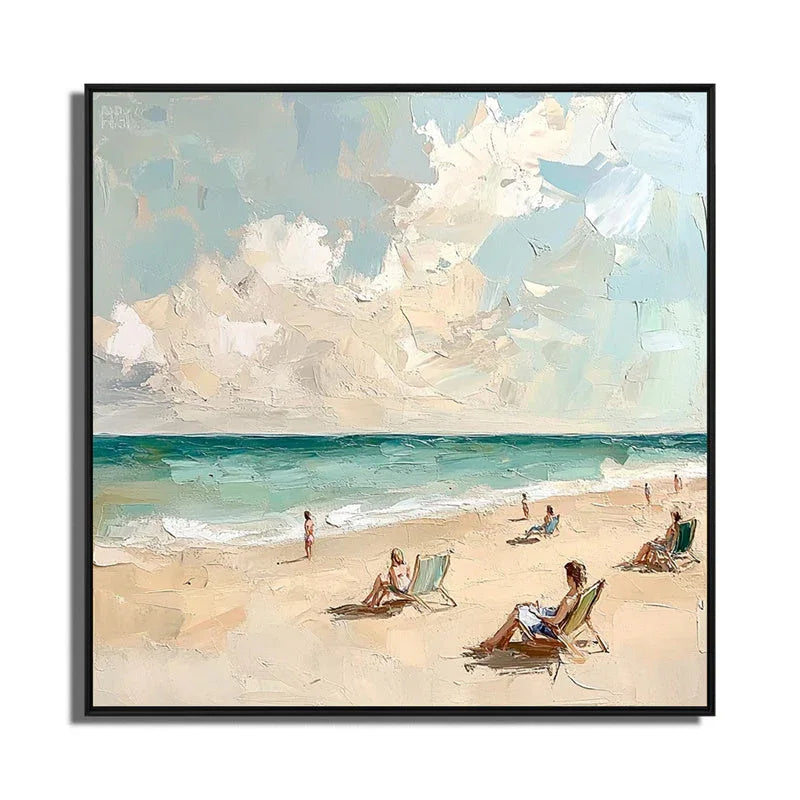 Coastal Reverie-Texture Wall Art of Hand Drawn Minimalist Seaside Vacation