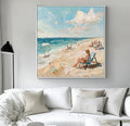 Coastal Escape-Beach Life Texture Oil Painting Wall Art#AB10090