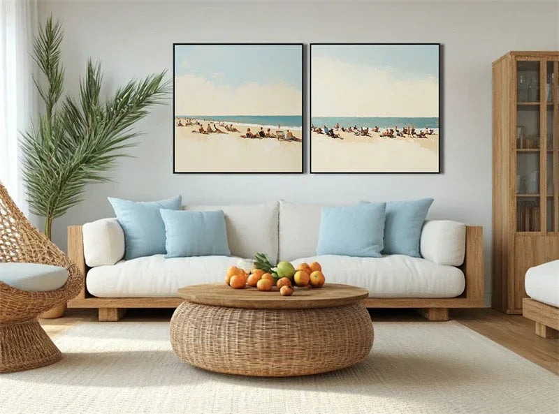 Beach Days-Double linked Seaside Hand drawn Texture Wall Art