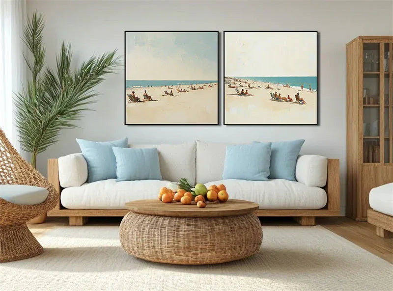 Beach Days-Double linked Seaside Hand drawn Texture Wall Art