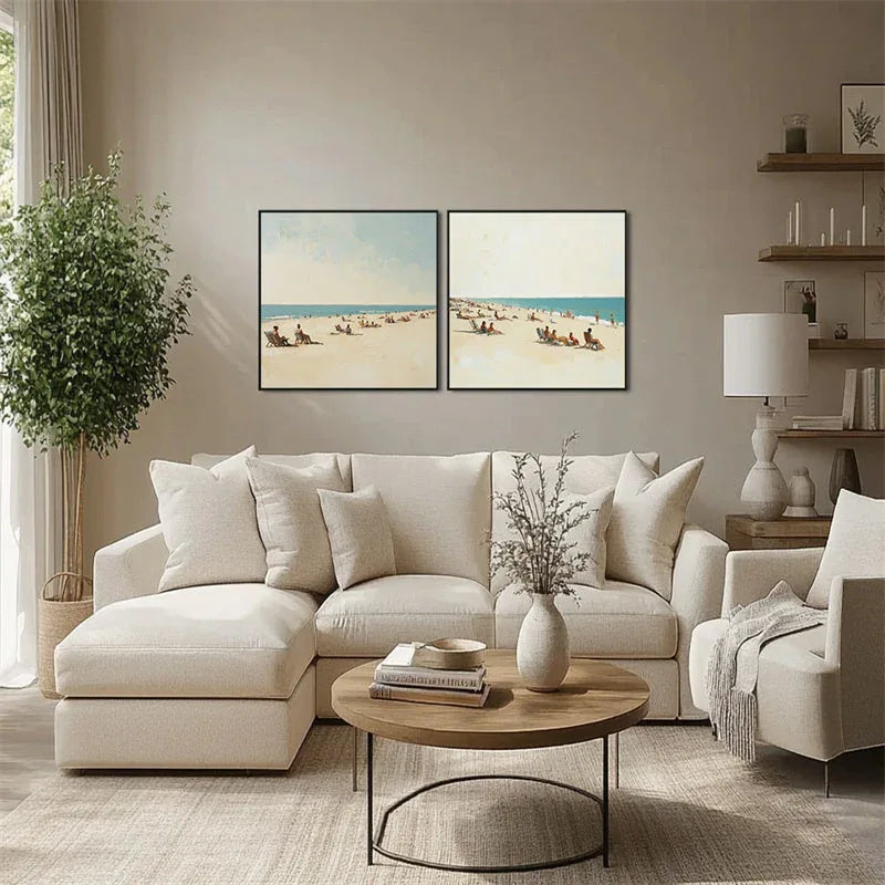 Beach Days-Double linked Seaside Hand drawn Texture Wall Art