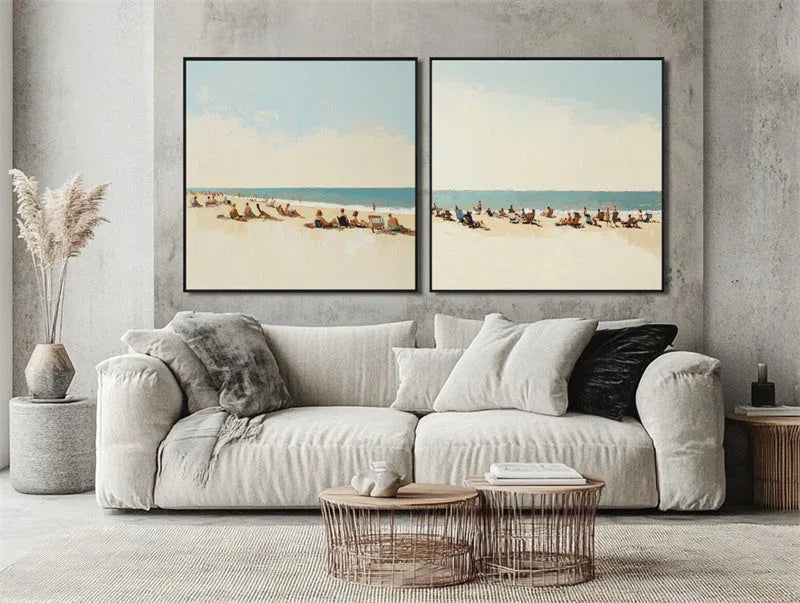 Beach Days-Double linked Seaside Hand drawn Texture Wall Art