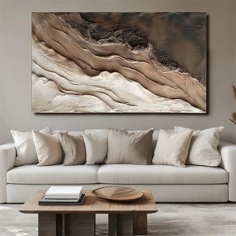 Earth's Harmony-Hand Drawn Abstract Earth Texture Layered Wall Art