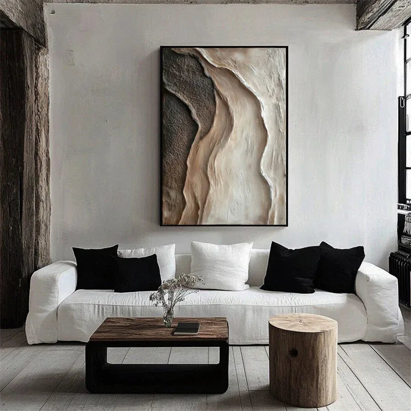 3D Textured Abstract Earth Tones Wall Art – Modern Neutral Canvas Decor