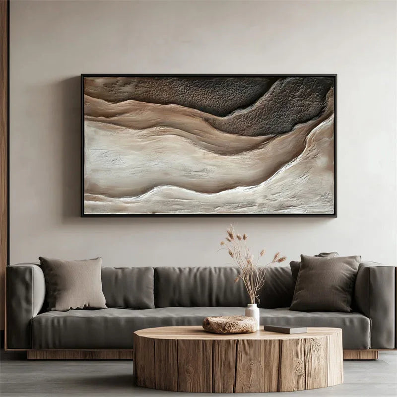 3D Textured Abstract Earth Tones Wall Art – Modern Neutral Canvas Decor
