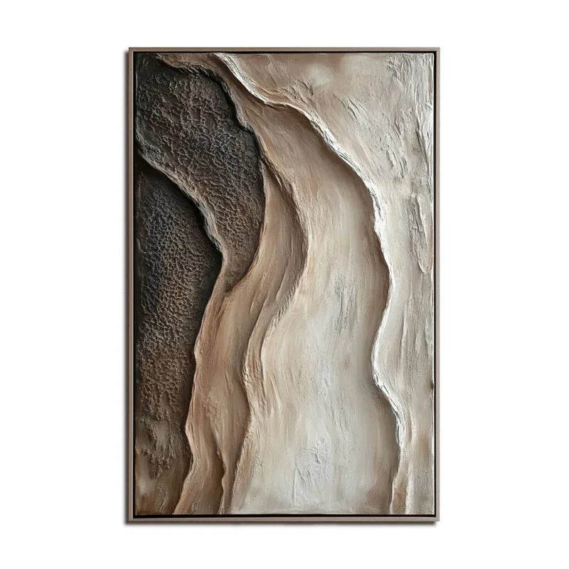 3D Textured Abstract Earth Tones Wall Art – Modern Neutral Canvas Decor