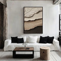 Layered Earth Tones Textured Wall Art - Minimalist Abstract Vertical Stacked Wave Texture Wall Art