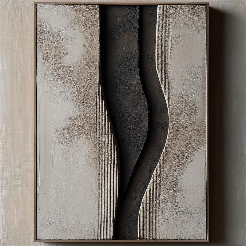 Mystic Flow Textured Canvas-Minimalist Gray Tone Three-Dimensional Texture Abstract Curve Oil Painting Wall Art