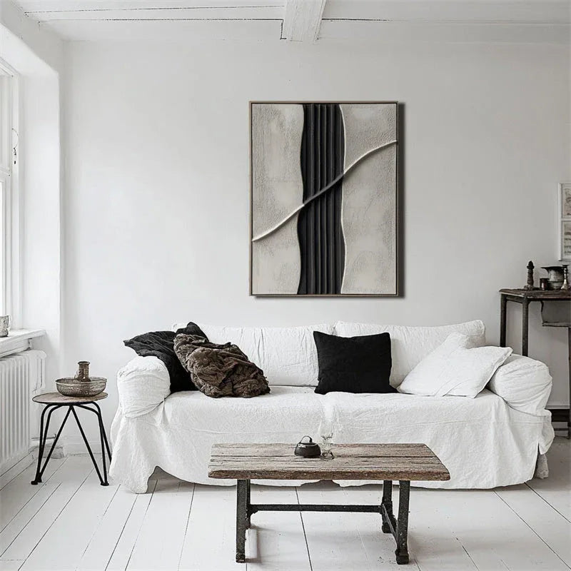Silent lines-Modern Minimalist Hand-Drawn Line Texture Vertical Wall Art
