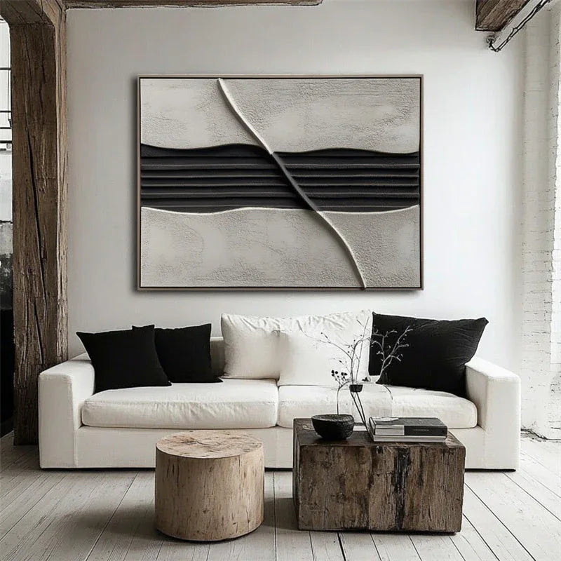 Silent lines-Modern Minimalist Hand-Drawn Line Texture Vertical Wall Art