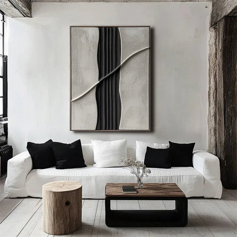 Silent lines-Modern Minimalist Hand-Drawn Line Texture Vertical Wall Art