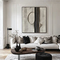 Monochrome Essence-Vertical Texture Abstract Oil Painting Wall Art of Geometric Surfaces