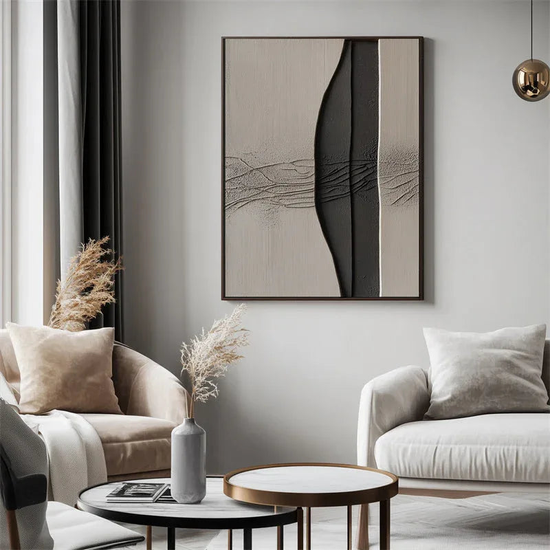 Ethereal Rift Textured Canvas-Abstract Oil Painting Wall Art With Layered Curves and Broken Textures