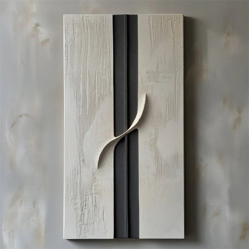 Serene Divide-Hand Drawn Texture and Three-Dimensional Curve Abstract Oil Painting Wall Art