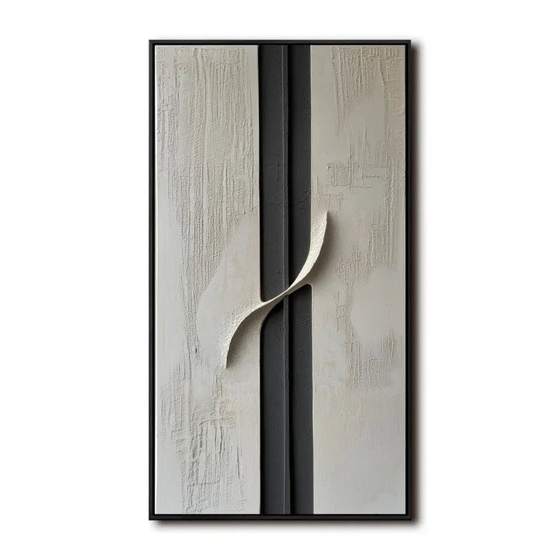 Serene Divide-Hand Drawn Texture and Three-Dimensional Curve Abstract Oil Painting Wall Art