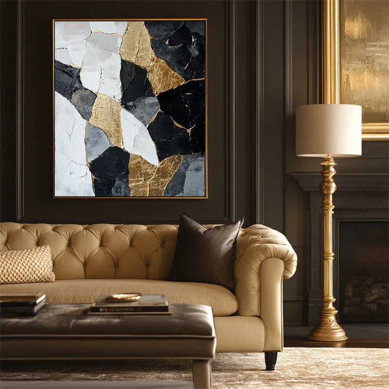 Shattered Elegance-Abstract Oil Painting Wall Art of Fragmentation and Reconstruction