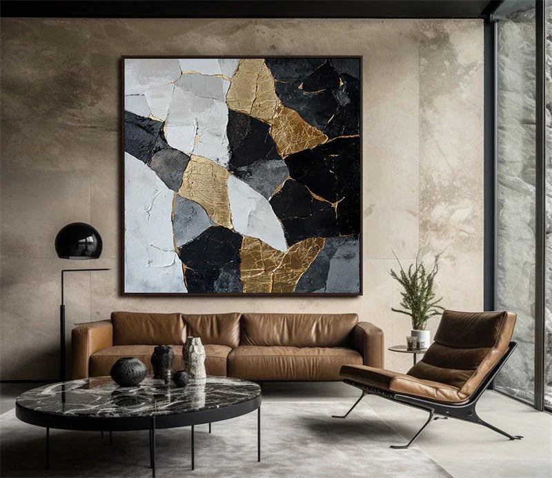 Shattered Elegance-Abstract Oil Painting Wall Art of Fragmentation and Reconstruction