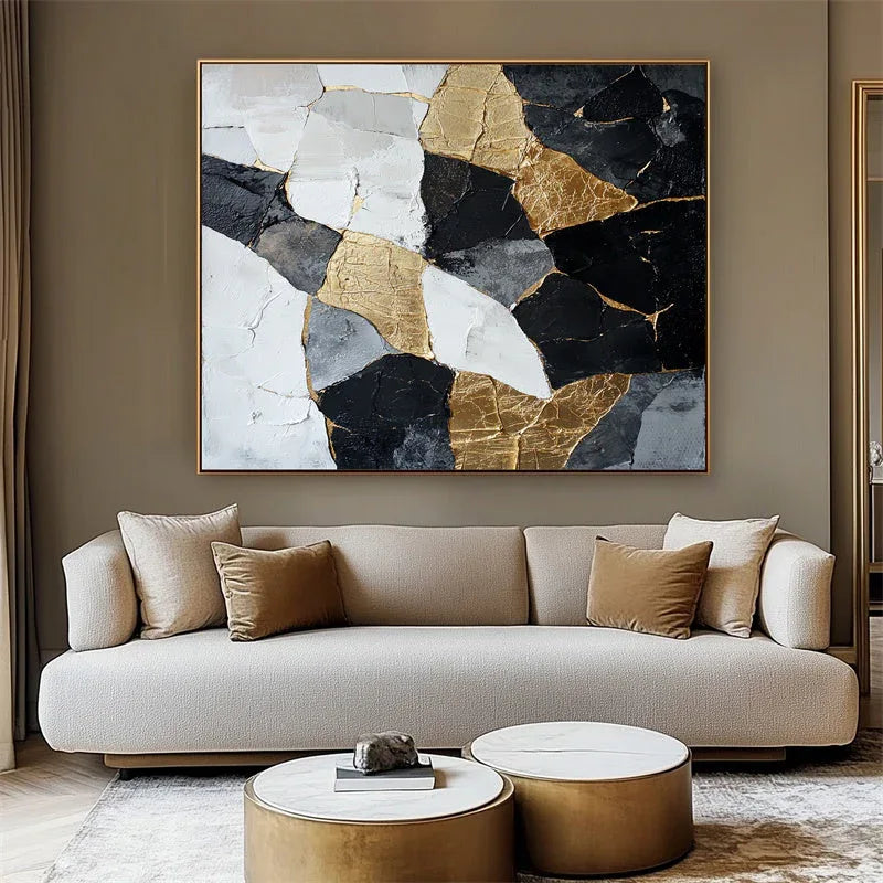Shattered Elegance-Abstract Oil Painting Wall Art of Fragmentation and Reconstruction