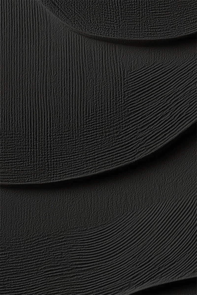 3D Black Textured Wall Art – Minimalist Abstract Wave Design Decor