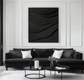 3D Black Textured Wall Art – Minimalist Abstract Wave Design Decor