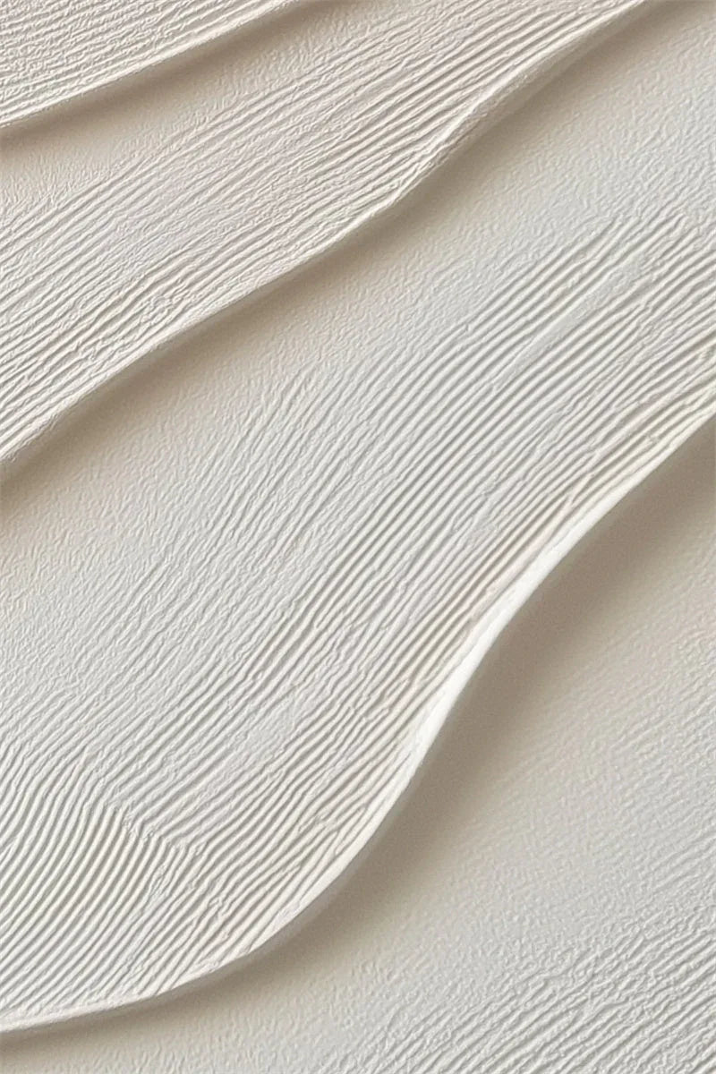 3D White Textured Wall Art – Minimalist Abstract Wave Canvas Decor