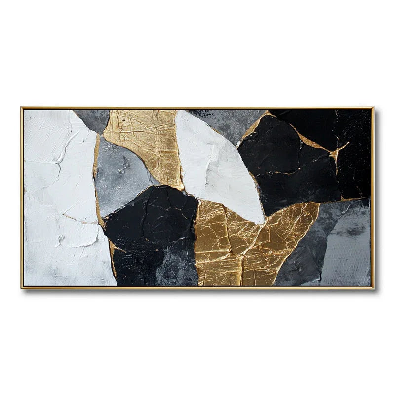 Fragments of Timeless Elegance-Modern Home Decoration Black Gold Geometric Abstract Wall Art