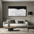 Monochrome Horizon in Texture-Hand Drawn Abstract Wall Art With Layered Black and White Textures and Wave Patterns