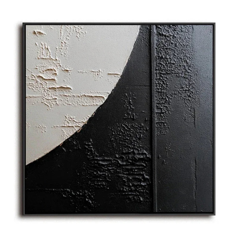 Eclipse Harmony-Hand Drawn Black and White Three-Dimensional Curved Abstract Texture Wall Art