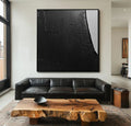 Eclipse in Shadow-Modern Minimalist Black and White Color Block Texture Abstract Wall Art