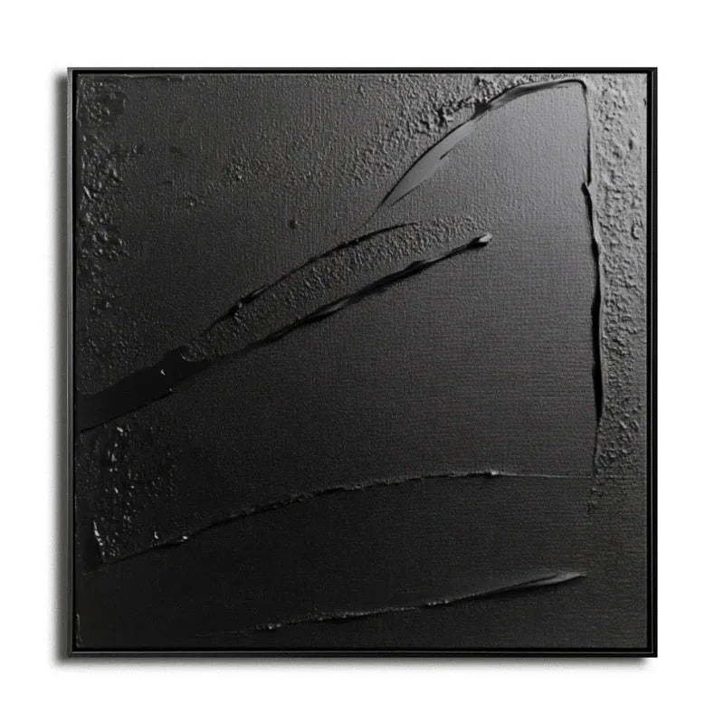 Midnight Essence-Minimalist Three-Dimensional Black Tone Abstract Thick Coating Abstract Wall Art
