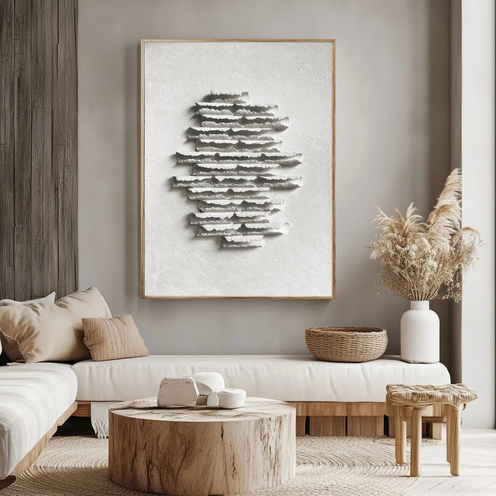 Fragmented Harmony-Shallow Tone Three-Dimensional Fission Texture Abstract Wall Art