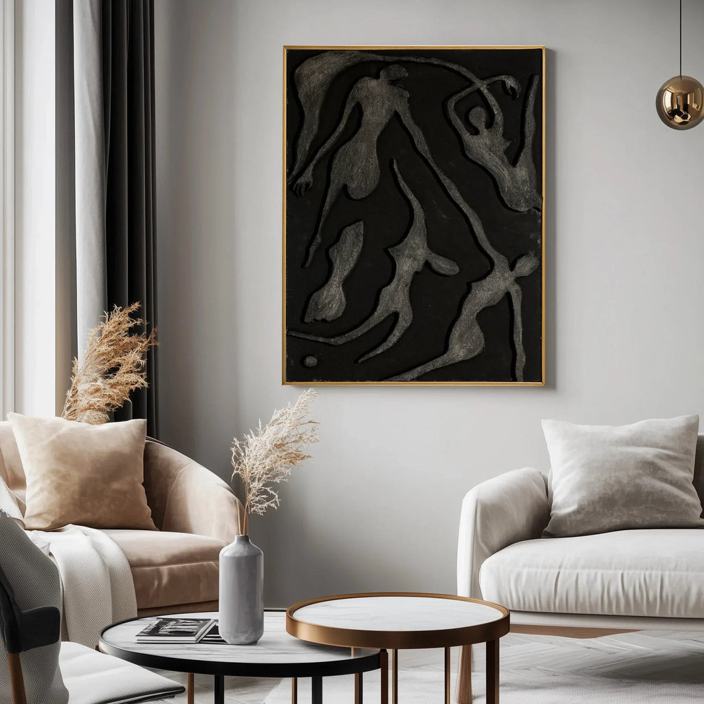 Ethereal Dancers Wall Art-Modern Minimalist Three Dimensional Human Dance Abstract Oil Painting Wall Art
