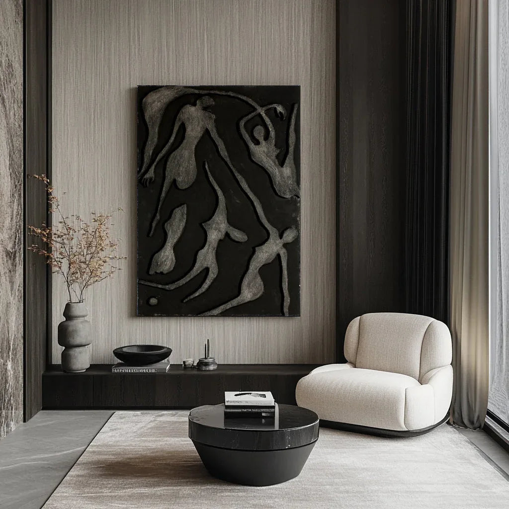Ethereal Dancers Wall Art-Modern Minimalist Three Dimensional Human Dance Abstract Oil Painting Wall Art