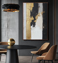 Gold Stripe Abstract Art-Gold Foil Texture Modern Abstract Oil Painting Wall Art