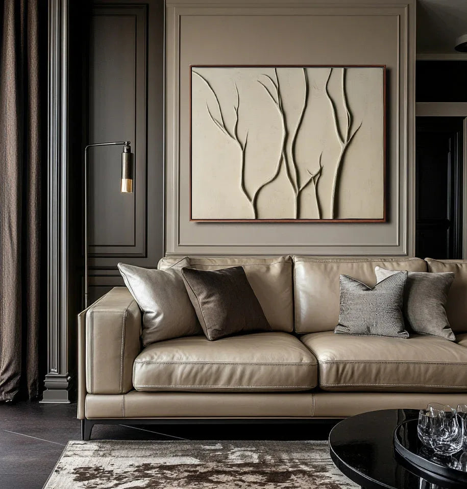 Relif Moderen 3D Branch Relief-Modern Minimalist 3D Tree Branch Texture Abstract Wabi ...