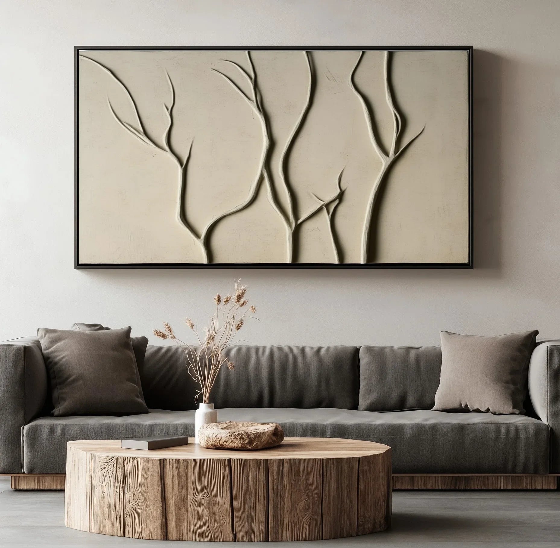 3D Branch Relief-Modern Minimalist 3D Tree Branch Texture Abstract Wabi-Sabi Style Wall Art