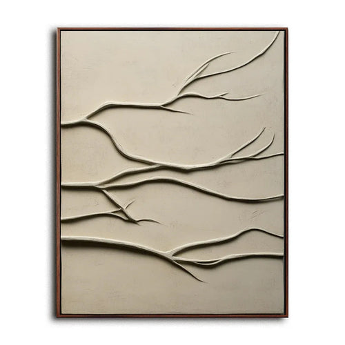 3D Branch Relief-Modern Minimalist 3D Tree Branch Texture Abstract Wabi-Sabi Style Wall Art