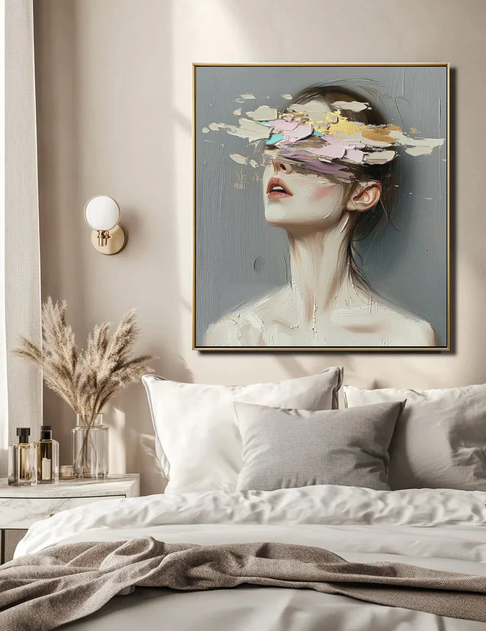Hidden Elegance – Abstract Portrait Oil Painting Wall Art#pp10001