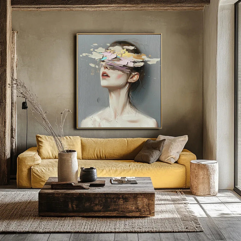 Hidden Elegance – Abstract Portrait Oil Painting Wall Art#pp10001