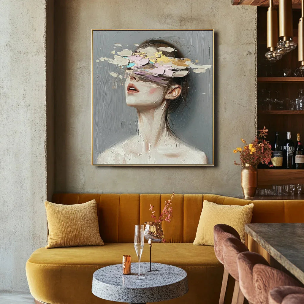 Hidden Elegance – Abstract Portrait Oil Painting Wall Art#pp10001