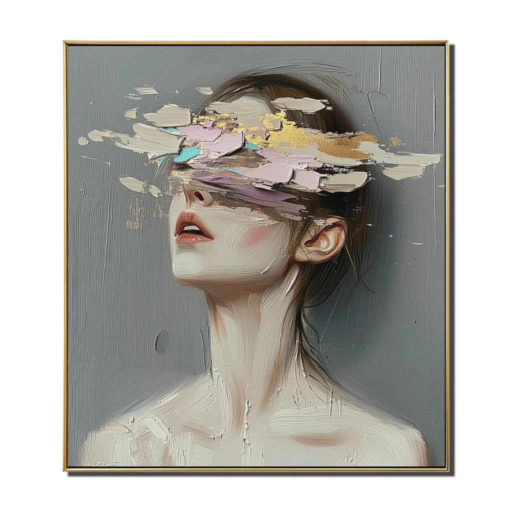 Hidden Elegance – Abstract Portrait Oil Painting Wall Art#pp10001