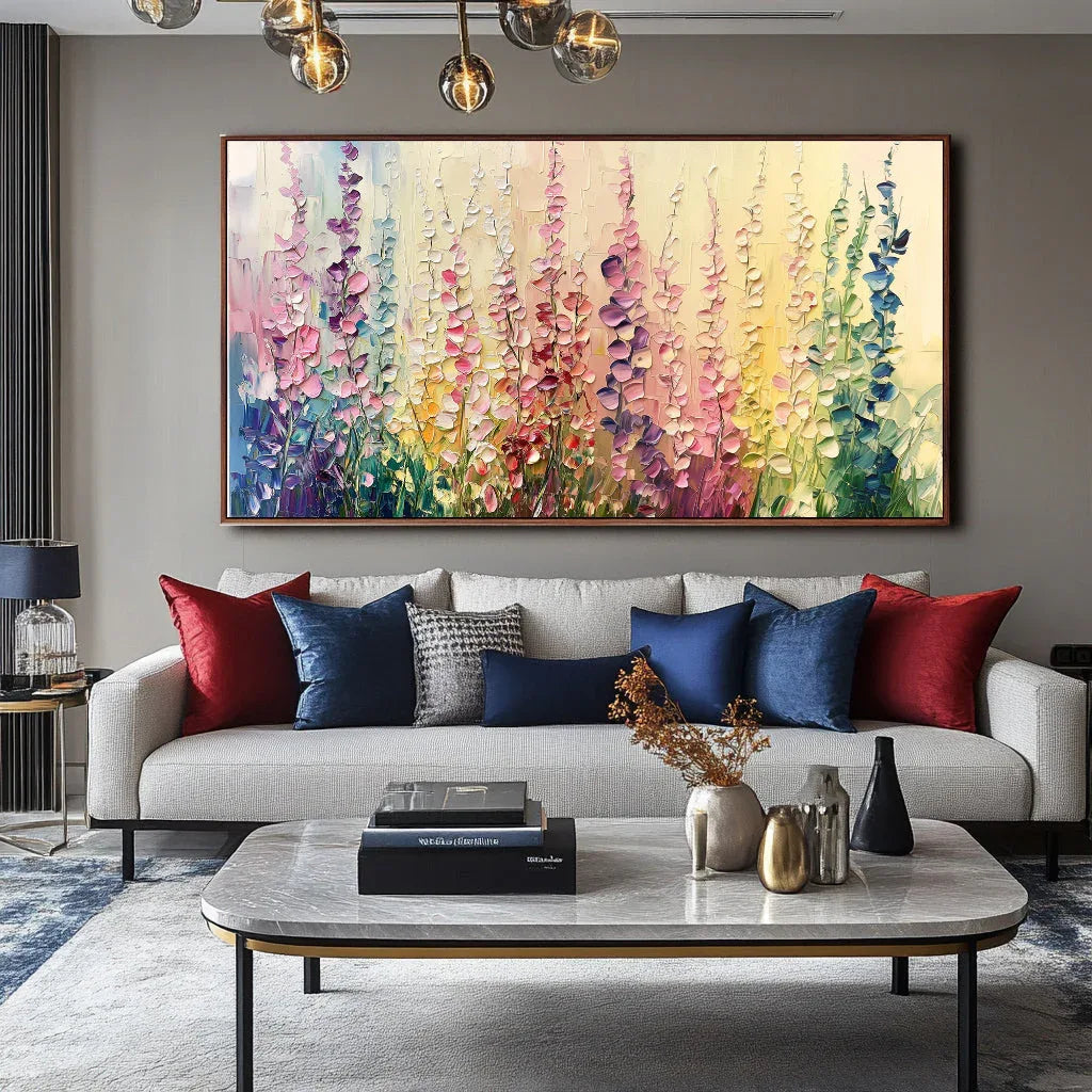 Floral Symphony Canvas Art-Horizontal Colorful Flower Cluster Texture Wall Art #FL10024