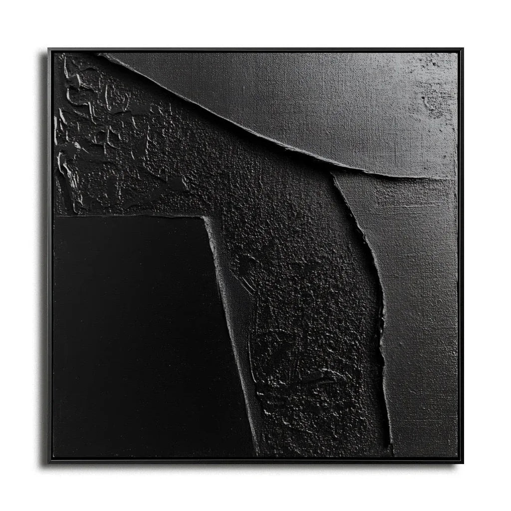 Monochrome Texture Canvas Art-Modern Minimalist Black Tone Abstract Texture Wall Art
