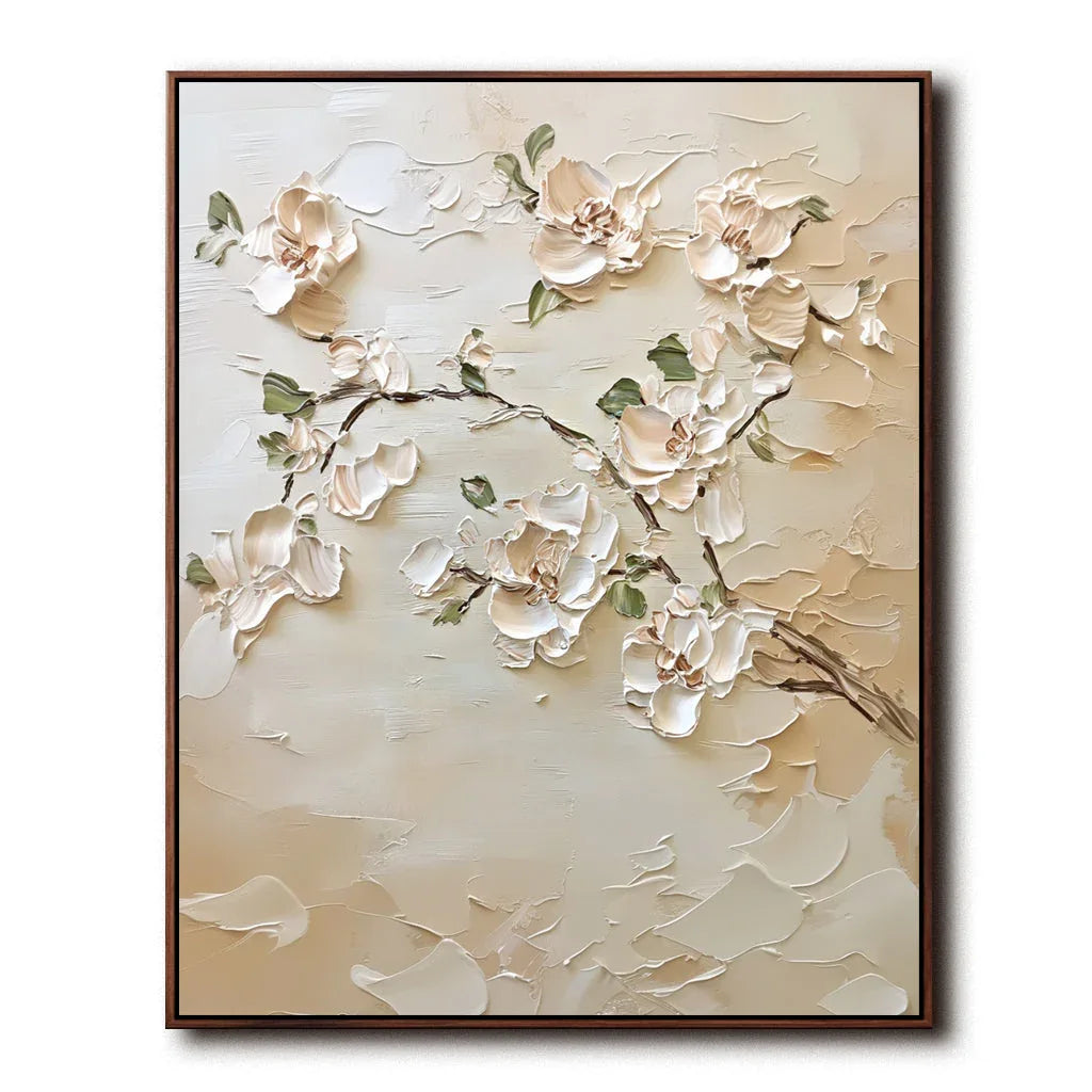 Golden Bloom Serenity Canvas Texture Oil Painting Wall Art#FL10093