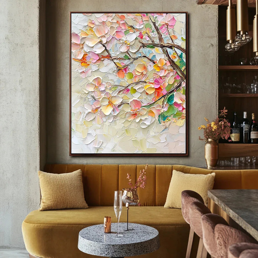 Blossoms of Serenity Canvas Texture Oil Painting Wall Art#FL10092