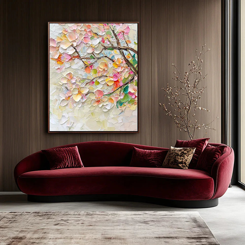 Blossoms of Serenity Canvas Texture Oil Painting Wall Art#FL10092