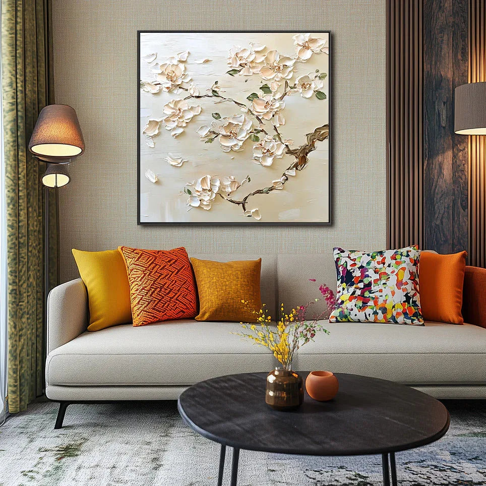 Petals of Serenity -Three Dimensional Flower Abstract Wall Art in Beige