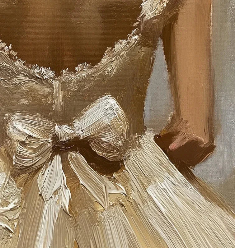 Graceful Elegance-Hand-painted Realistic Dress Female Background Texture Oil Painting Wall Art