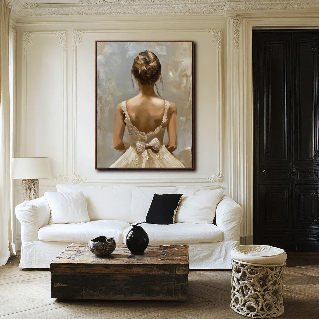 Graceful Elegance-Hand-painted Realistic Dress Female Background Texture Oil Painting Wall Art